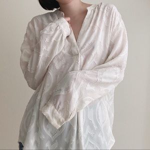 LOFT ivory long sleeved blouse